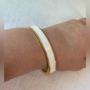 Talbots Off White‎ Enameled Gold Tone Hinged Bracelet
